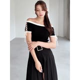 スリーブレースアップバイカラーニットトップス | RESEXXY | 詳細画像2 