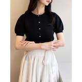 ブラック | クルーネックハーフスリーブニットカーデ | RESEXXY