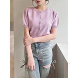 ピンク | クルーネックハーフスリーブニットカーデ | RESEXXY