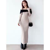 【骨格ストレート向け】バイカラーニットワンピース | RESEXXY | 詳細画像2 