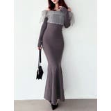 チャコールグレー | 【骨格ウェーブ向け】ドッキングオフショルリボンワンピース | RESEXXY