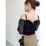 ブラック | ギャザーベロアペプラムブラウス | RESEXXY