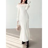 アイボリー | フェイクファートリムニットワンピース | RESEXXY