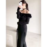 ブラック | フェイクファートリムニットワンピース | RESEXXY