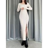 アイボリー | レースアップタイトニットワンピース | RESEXXY