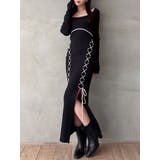 ブラック | レースアップタイトニットワンピース | RESEXXY