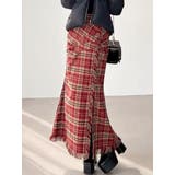 レッド | フリンジチェックタックスカート | RESEXXY