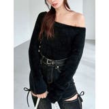 ブラック | ミニシャギーワンショルニットトップス | RESEXXY