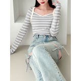 グレー | ハートネックラグランニットトップス | RESEXXY