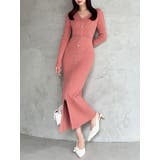 オレンジ | ゴールドボタンタイトニットワンピース | RESEXXY