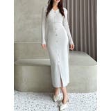 ミントグリーン | ゴールドボタンタイトニットワンピース | RESEXXY