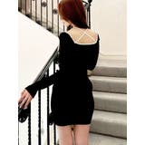 バイカラーフロントリボンニットミニワンピース | RESEXXY | 詳細画像1 