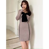 バイカラーフロントリボンニットミニワンピース | RESEXXY | 詳細画像3 