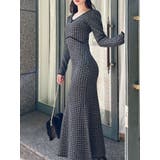 ブラック | 【WEB限定】バイカラーツイードニットワンピース | RESEXXY