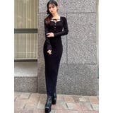 ブラック | リボンデザインニットワンピース | RESEXXY