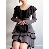 チャコールグレー | ラッフルデザインミニニットワンピース | RESEXXY