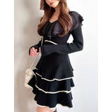 ブラック | ラッフルデザインミニニットワンピース | RESEXXY