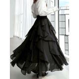 ブラック | ラッフルシアーロングスカート | RESEXXY