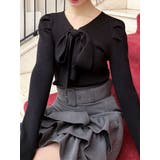 ブラック | ボウタイニットトップス | RESEXXY