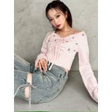 ピンク | フラワーエンブロイダリーニットトップス | RESEXXY