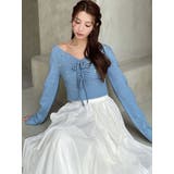 ブルー | フラワーエンブロイダリーニットトップス | RESEXXY