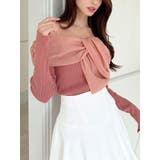 オレンジ | フロントリボンリブニットトップス | RESEXXY