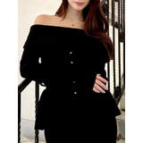 ブラック | オフショルペプラムニットトップス【セットアップ着用可能】 | RESEXXY