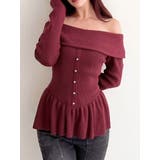 レッド | オフショルペプラムニットトップス【セットアップ着用可能】 | RESEXXY