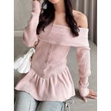 ピンク | オフショルペプラムニットトップス【セットアップ着用可能】 | RESEXXY