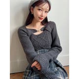 チャコールグレー | ケーブルニットレイヤードトップス | RESEXXY