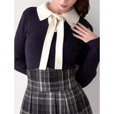 ネイビー | ナロータイケーブルニットトップス | RESEXXY