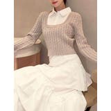 ベージュ | シャツドッキングケーブルニットトップス | RESEXXY