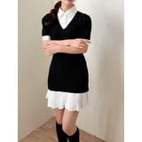ブラック | シャツレイヤードミニニットワンピース | RESEXXY