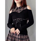 ブラック | チェックシャツドッキングニットトップス【セットアップ着用可能】 | RESEXXY