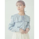 ブルー | flowerセーラーカラーブラウス | merry jenny