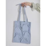 ブルー | ribbonギンガムトートBag | merry jenny