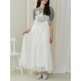 オフホワイト | ドロストチュールキャミワンピース | merry jenny