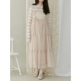 ベージュ | ドロストチュールキャミワンピース | merry jenny