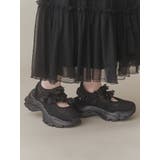 ブラック | ribbonシアーベルクロスニーカー | merry jenny