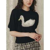 ブラック | あひるジャカードニットtops | merry jenny