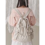 ベージュ | gather ribbon back pack | merry jenny