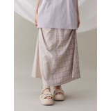 パープル | check×checkリボンギャザースカート | merry jenny