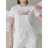 オフホワイト | ラビットribbon Tシャツ | merry jenny