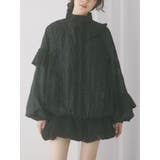 ブラック | flower frill laceブルゾン | merry jenny