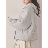 ブルー | フリルキルティングフードジャケット | merry jenny