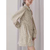 グリーン | flowerツイルパフミニワンピース | merry jenny