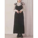 ブラック | アシメribbonベロアワンピース | merry jenny