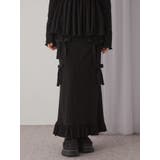 ブラック | ribbon ribbonリブロングスカート | merry jenny