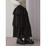 ブラック | リボンドロストティアードスカート | merry jenny