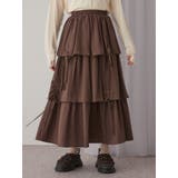 ブラウン | リボンドロストティアードスカート | merry jenny